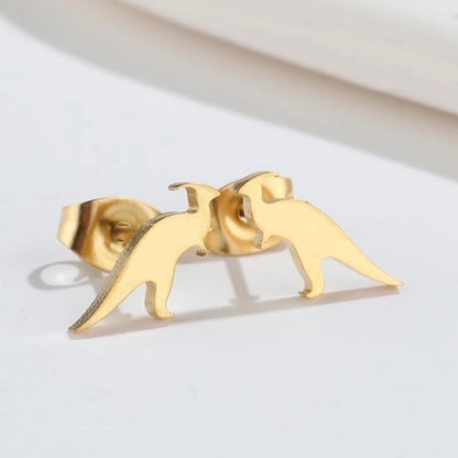 1 Pair Minimalist Dinosaur Plating 304 Stainless Steel 18K Gold Plated Ear Studs