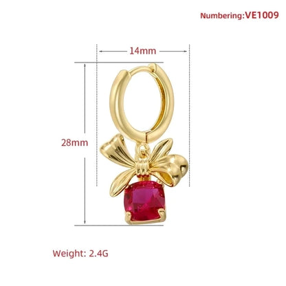 1 Pair Christmas Elegant Romantic Christmas Hat Christmas Tree Santa Claus Inlay Copper Zircon 18K Gold Plated Drop Earrings