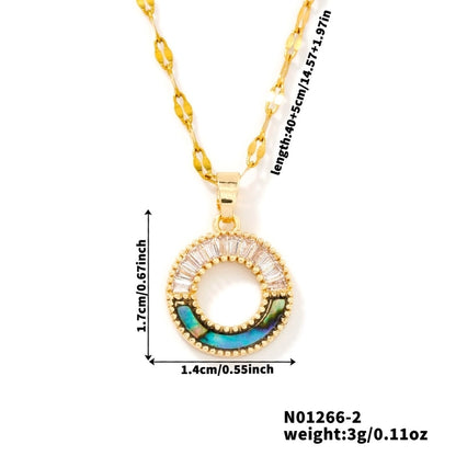 304 Stainless Steel Copper Coffee Bean Chain K Gold Plated Sun Color Block Zircon Pendant Necklace