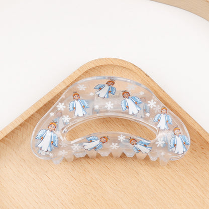 2 Pieces Christmas Transparent Claw Clip Gingerbread Man Christmas Tree Pattern Hair Clip Atmosphere Shark Clip Hair Accessory