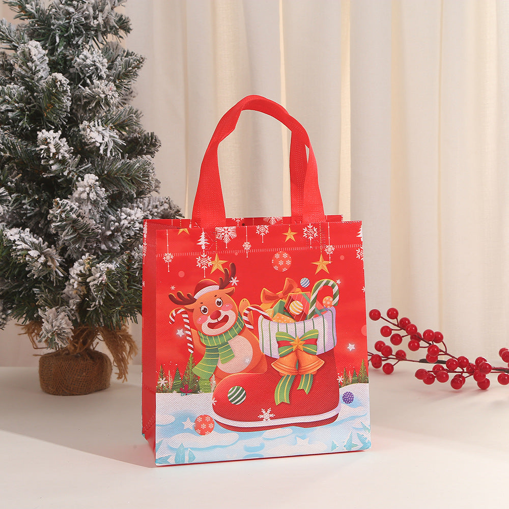6 Pieces Christmas Gift Bag Children's Candy Gift Bag Non-woven Bag Cartoon Dirty-resistant Bag Christmas Handbag