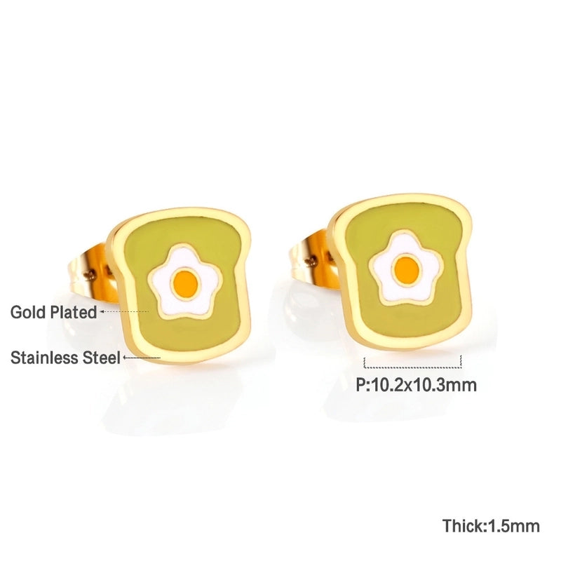 Cute Pumpkin Pineapple Stainless Steel Ear Studs 1 Pair