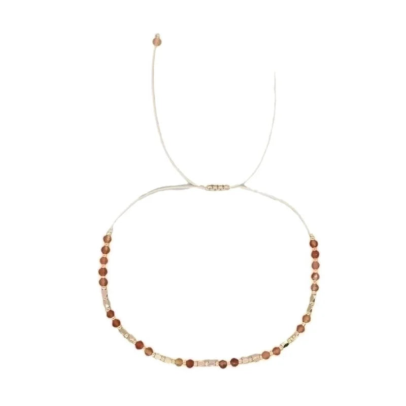 Casual Bohemian Round Natural Stone Rope Beaded Handmade Bracelets