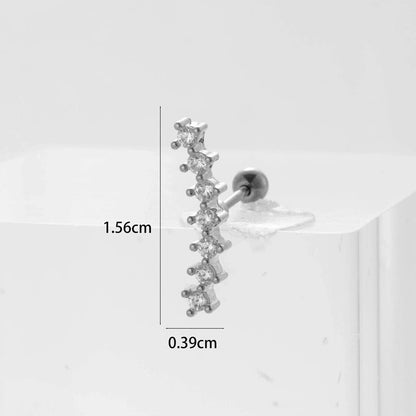 Ear Cartilage Rings & Studs Flower 316L Stainless Steel Copper Inlaid Zircon