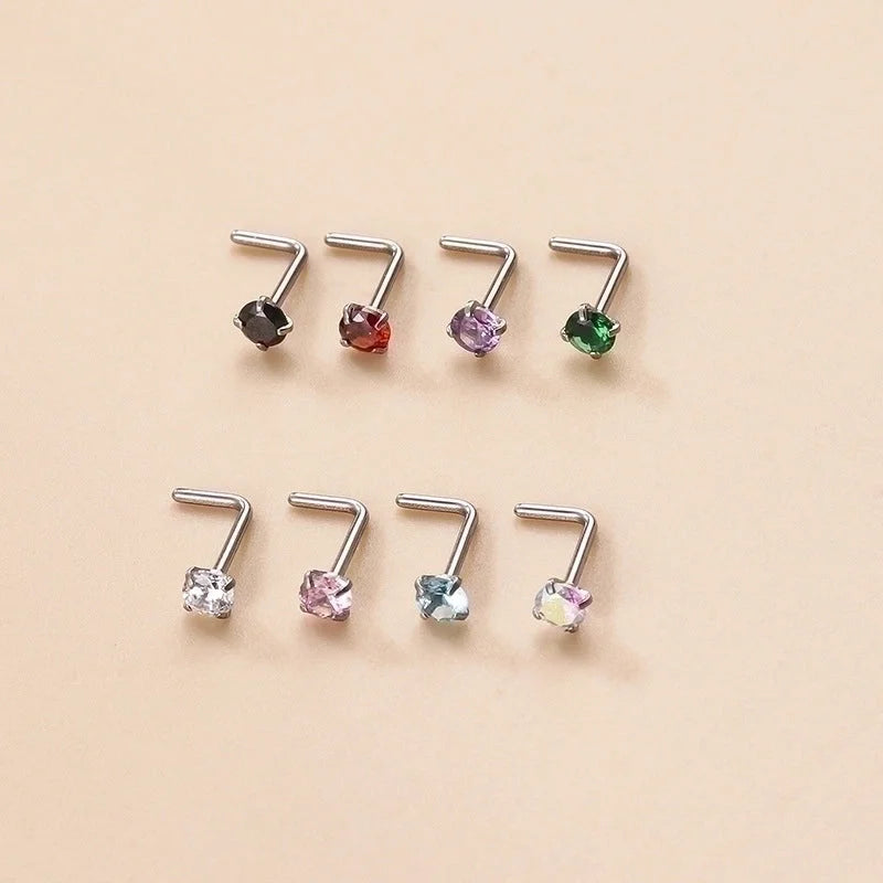 1 Piece Nose Rings & Studs Fashion Geometric 316L Stainless Steel Zircon