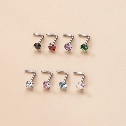 1 Piece Nose Rings & Studs Fashion Geometric 316L Stainless Steel Zircon