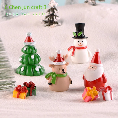 Christmas Snowman Micro Landscape Snow Basin Landscaping Small Ornaments Santa Claus Keychain Pendant Resin Gift