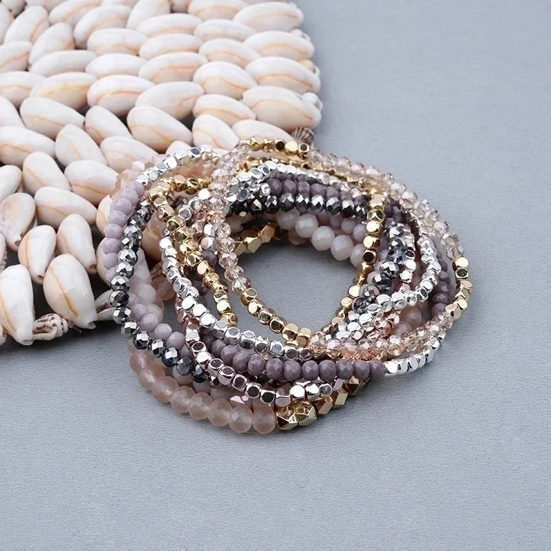 Minimalist Geometric Beaded Crystal Bracelets