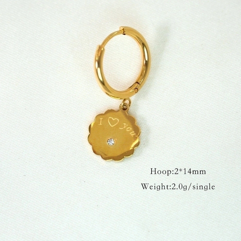 1 Piece Elegant Lady Modern Style Printing Star Pineapple Plating Inlay 304 Stainless Steel Rhinestones White Shell 14K Gold Plated Drop Earrings