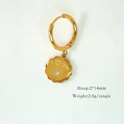 1 Piece Elegant Lady Modern Style Printing Star Pineapple Plating Inlay 304 Stainless Steel Rhinestones White Shell 14K Gold Plated Drop Earrings