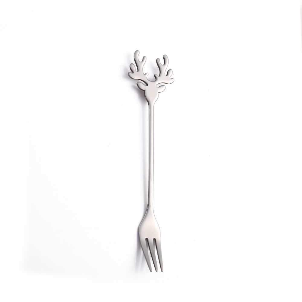 J304 Stainless Steel Elk Spoon And Fork Set Christmas Spoon And Fork Set Coffee Stirring Spoon Dessert Christmas Spoon