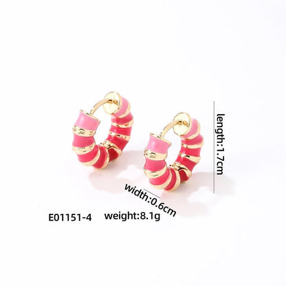 1 Pair Vintage Style Sweet Minimalist Geometric Stripe Enamel Plating Stainless Steel Earrings