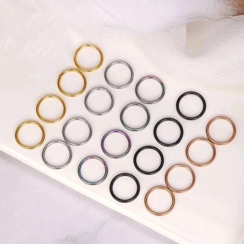 2 Pieces Retro Circle Titanium Steel Nose Ring 1 Piece