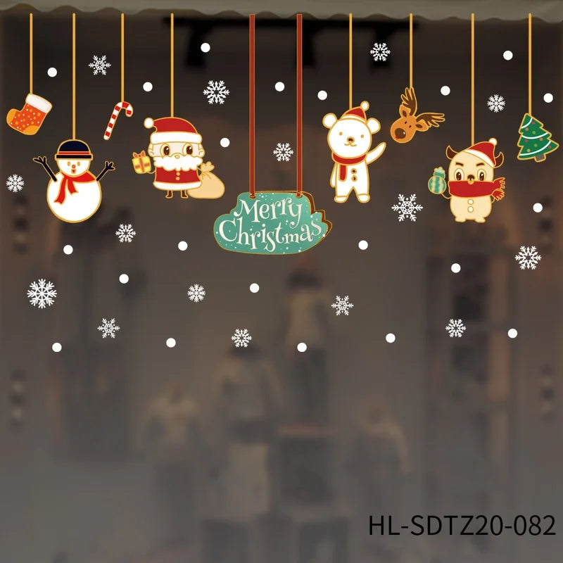 Christmas Nordic Style Christmas Hat Christmas Tree Santa Claus Party Festival Car Window Stickers Static Sticker