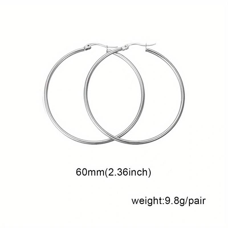 1 Pair Basic Minimalist Commute Round 304 Stainless Steel 18K Gold Plated Earrings