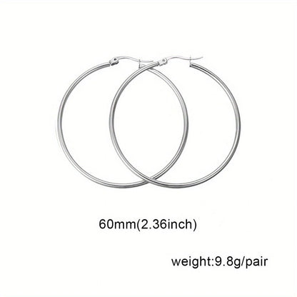 1 Pair Basic Minimalist Commute Round 304 Stainless Steel 18K Gold Plated Earrings