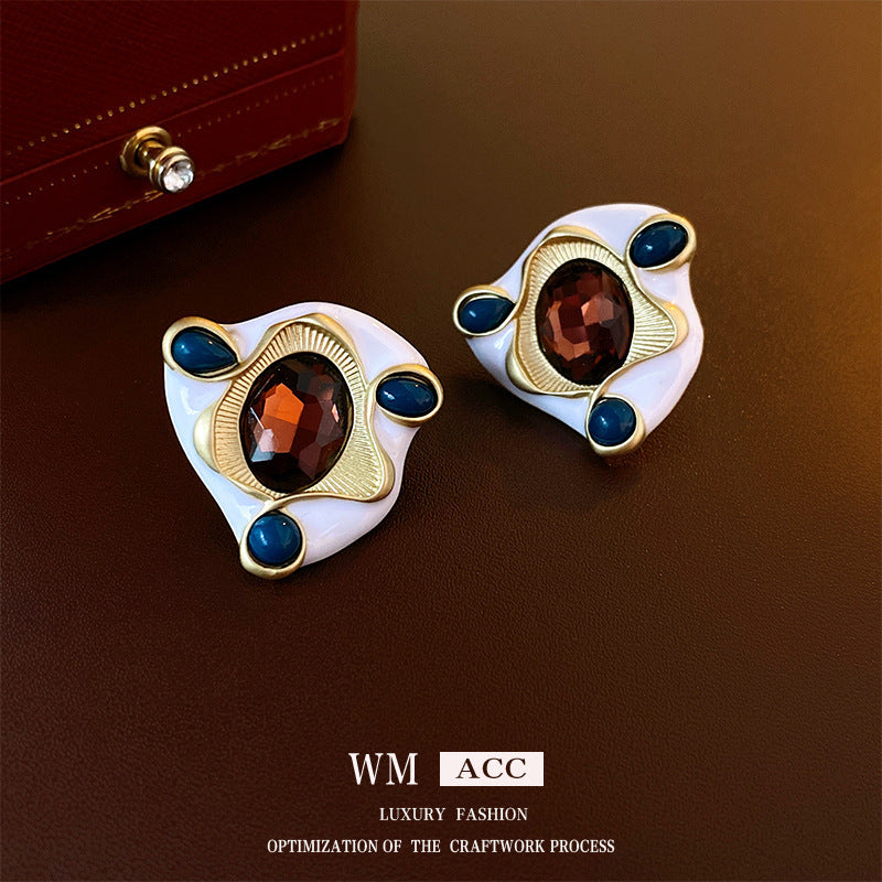 2 Pieces Mid-century Modern Round Geometric Copper Electroplating Earrings