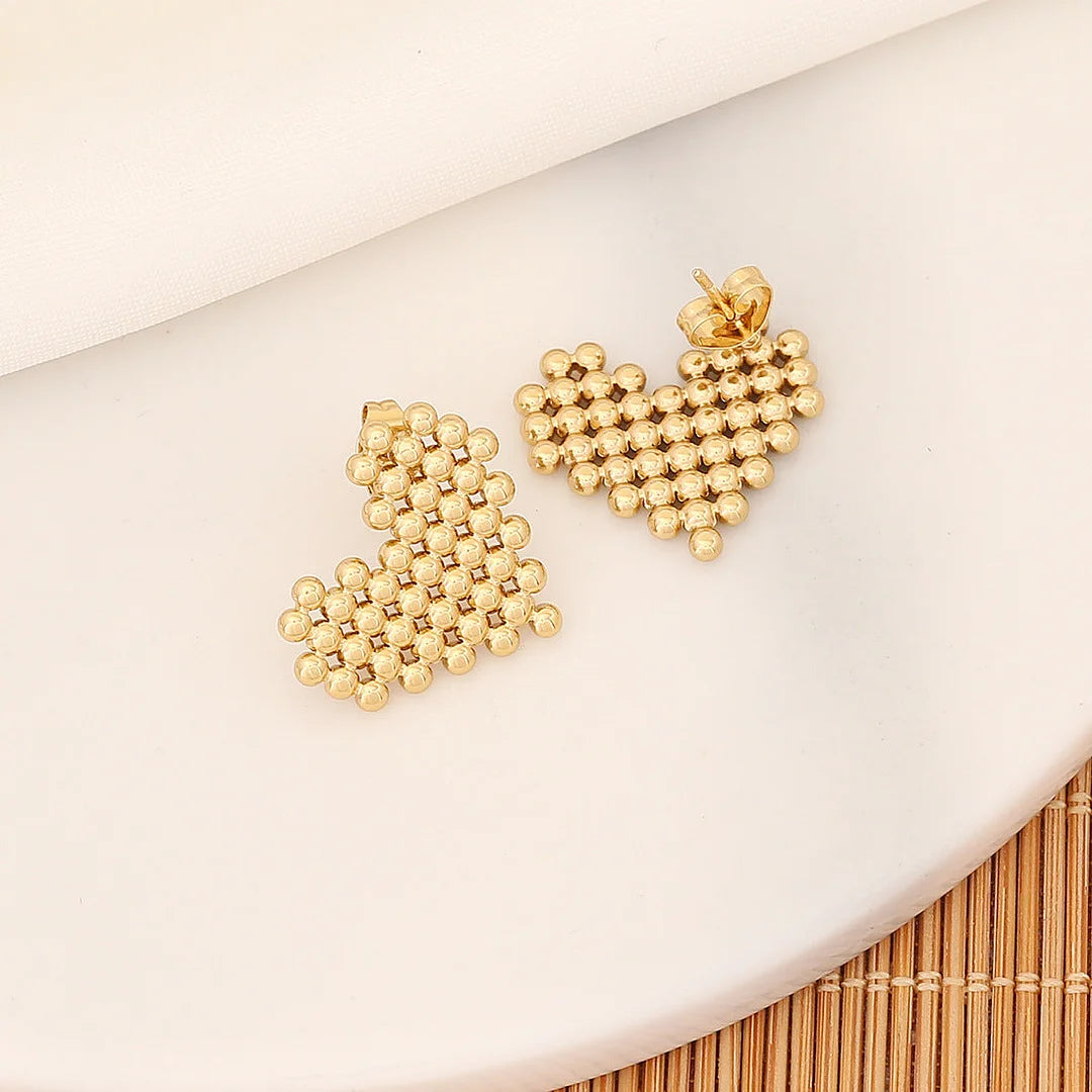 Expressive Quadrilateral Triangle Heart Geometric Stainless Steel Electroplating Stud Earrings