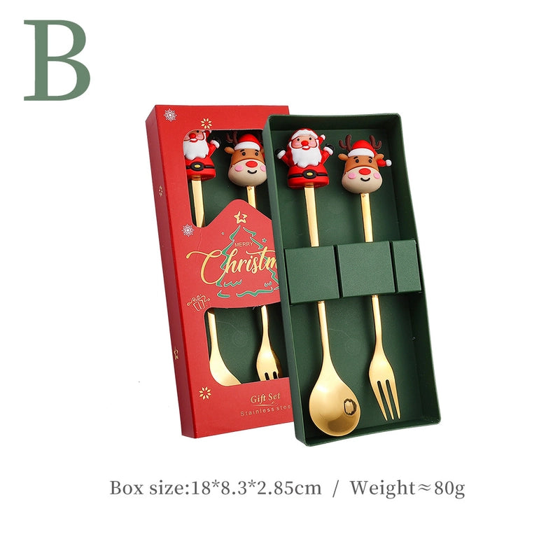J Christmas Spoon Suit Cartoon Funny Christmas Tree Dessert Cake Spoon Creative Tableware Christmas Gift