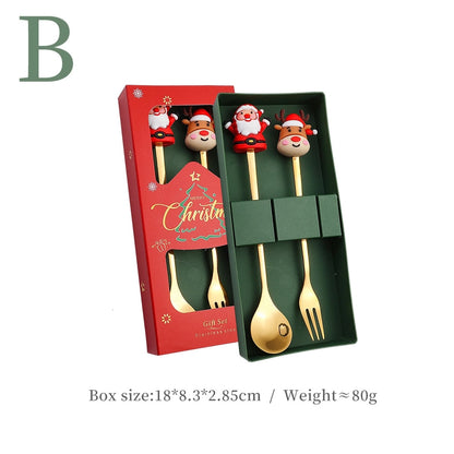 J Christmas Spoon Suit Cartoon Funny Christmas Tree Dessert Cake Spoon Creative Tableware Christmas Gift
