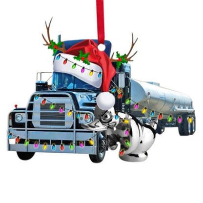 Christmas Tree Decoration Truck Steamboat Excavator Fire Truck Jeep Hanging Pendant Christmas Party Gift