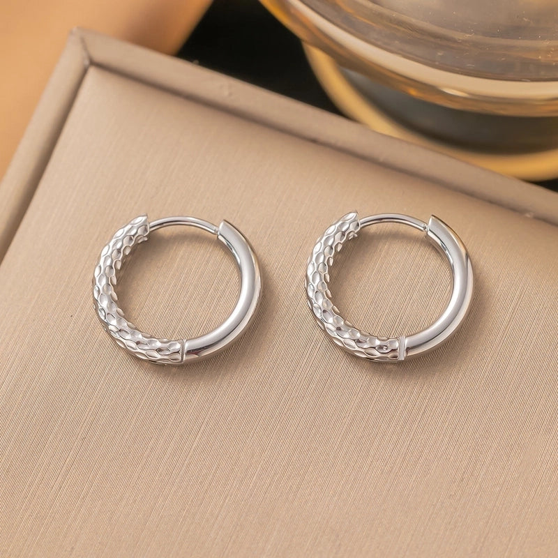 1 Pair Minimalist Geometric Round Solid Color Plating Titanium Steel Earrings Ear Studs