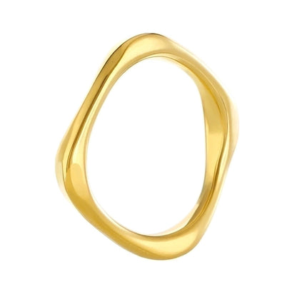 Minimalist Solid Color Stainless Steel No Inlay Gold Plated Plating Rings