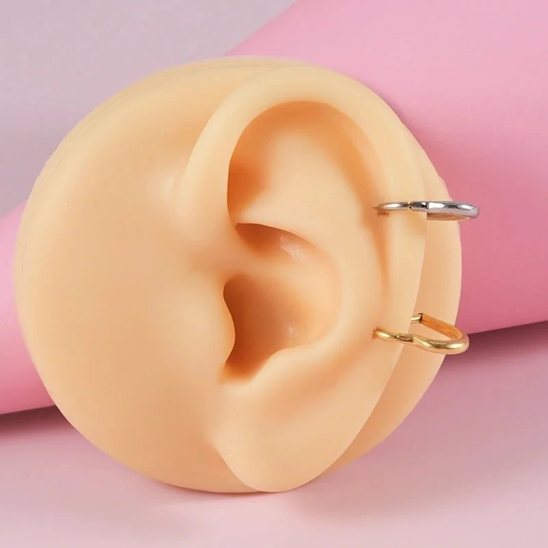 2 Pieces Ear Cartilage Rings & Studs Casual Vacation Minimalist Geometric Heart Shape 304 Stainless Steel Inlay Zircon 18K Gold Plated Lip Rings Ear Cartilage Rings & Studs