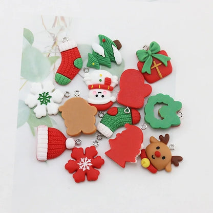 DIY Jewelry Accessories Resin Christmas Series Pendant Christmas Snowflake Hat Bear Key Chain Pendant Pendant
