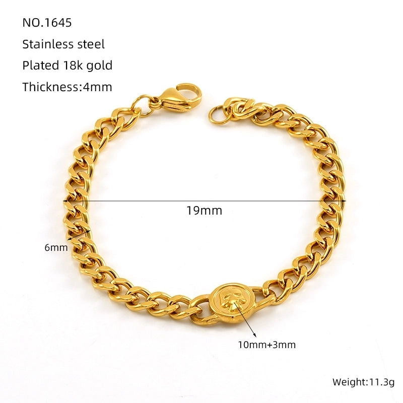 Luxurious Geometric Hand Infinity 304 Stainless Steel 18K Gold Plated Cuban Link Chain Bracelets In Bulk