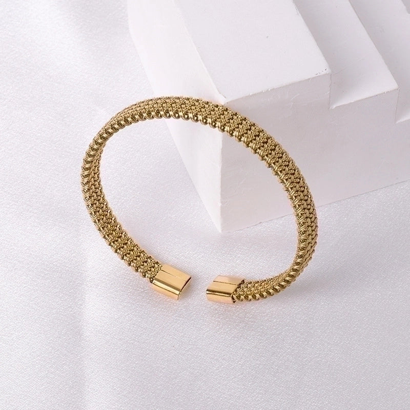 Casual Minimalist Solid Color Stainless Steel Plating Bangle
