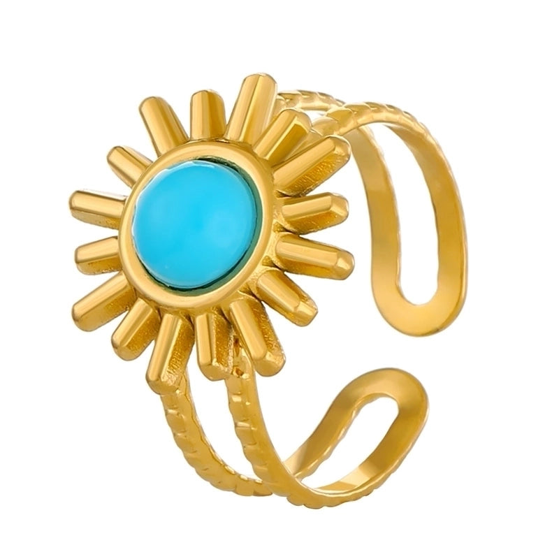 Alloy Gold Plated Silver Plated Casual Elegant Sun Heart Shape Turquoise Open Rings