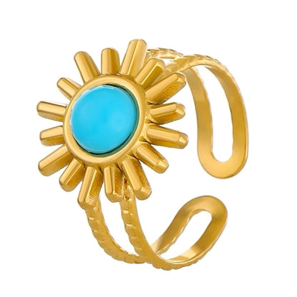 Alloy Gold Plated Silver Plated Casual Elegant Sun Heart Shape Turquoise Open Rings