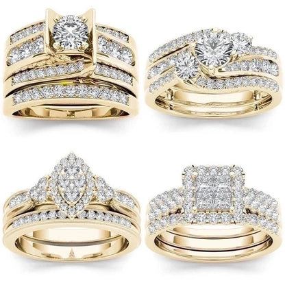 Fashion Flower Alloy Plating Artificial Gemstones Women\'S Ring Sets