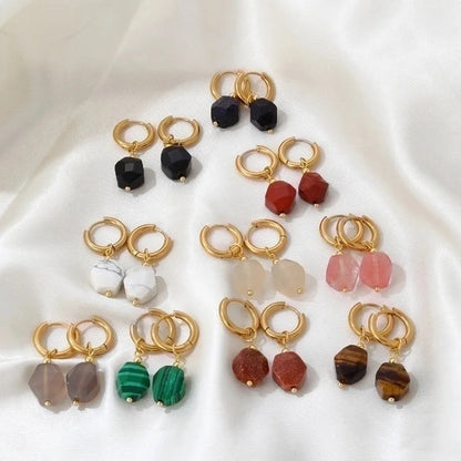 1 Pair Lady Minimalist Commute Geometric 304 Stainless Steel Natural Stone Drop Earrings