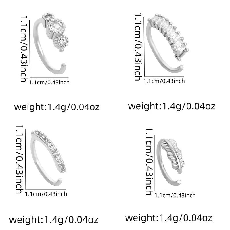 1 Piece Nose Rings & Studs Minimalist Geometric Alloy Inlay Rhinestones Nose Rings & Studs