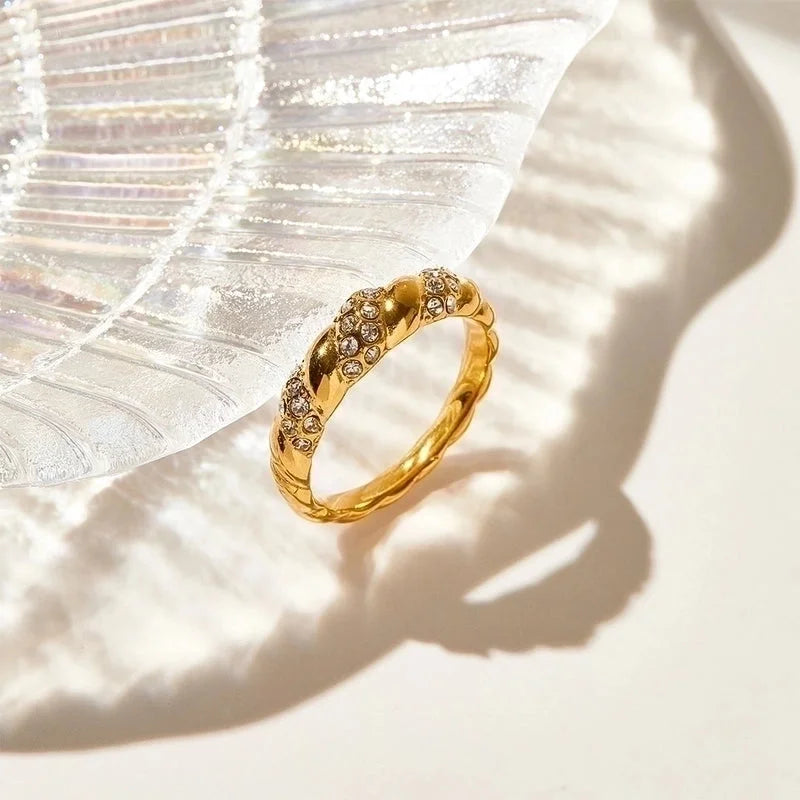 304 Stainless Steel 16K Gold Plated White Gold Plated Gold Plated Retro Plating Geometric Rings