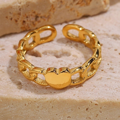 Elegant Minimalist Classic Style Solid Color 304 Stainless Steel Zircon Inlay Open Rings