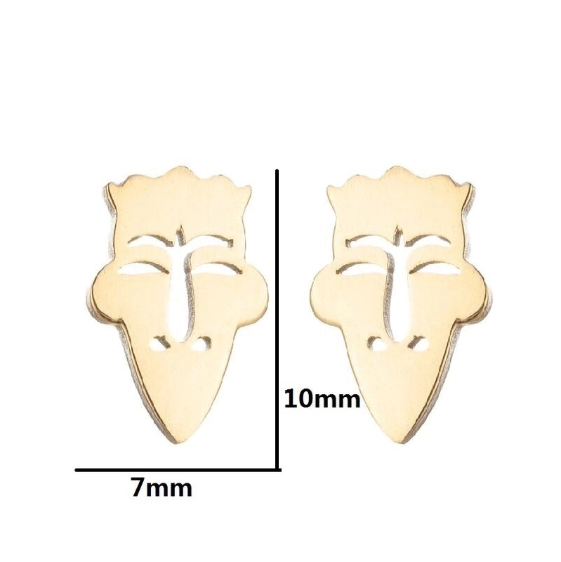 1 Pair Halloween Fashion Smile Face Star Skull Plating Hollow Out Stainless Steel Ear Studs