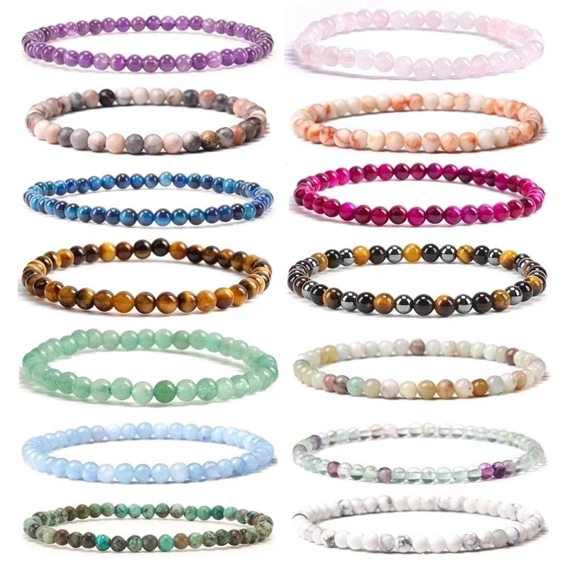 Romantic Classic Style Round Natural Stone Bracelets In Bulk