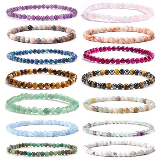 Romantic Classic Style Round Natural Stone Bracelets In Bulk