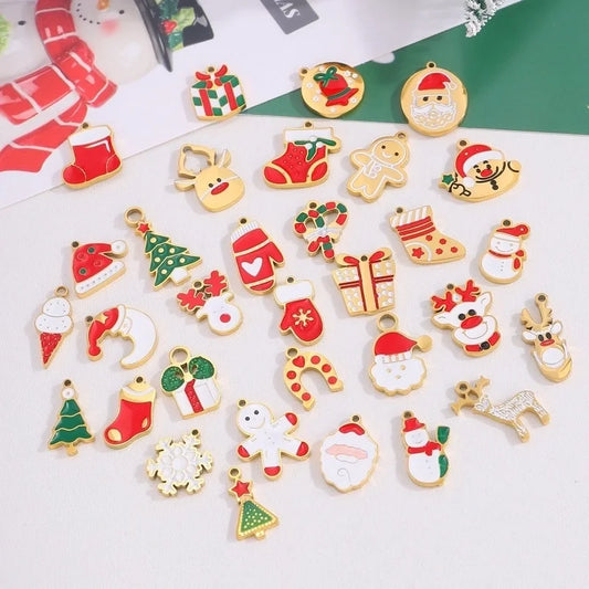 1 Piece 304 Stainless Steel Santa Claus Christmas Socks Snowman Jewelry Accessories Pendant