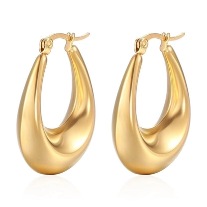 1 Pair Fashion Solid Color Plating 304 Stainless Steel 18K Gold Plated Earrings