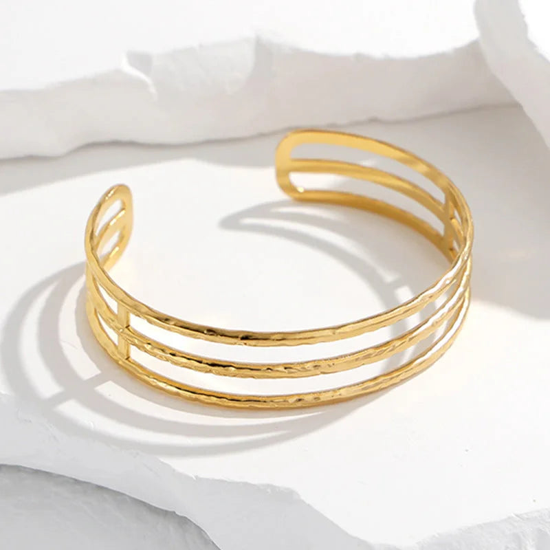 Stripe Stainless Steel Electroplating Bangles