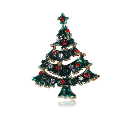 Cartoon Style Pin Christmas Tree Alloy Enamel Rhinestones Unisex Brooches