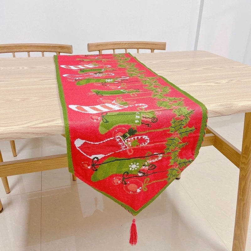 Christmas Christmas Tree Santa Claus Elk Polyester Christmas Tablecloth