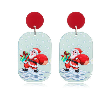 Christmas Earrings Christmas Old Man Bell Snowman Earrings Studs