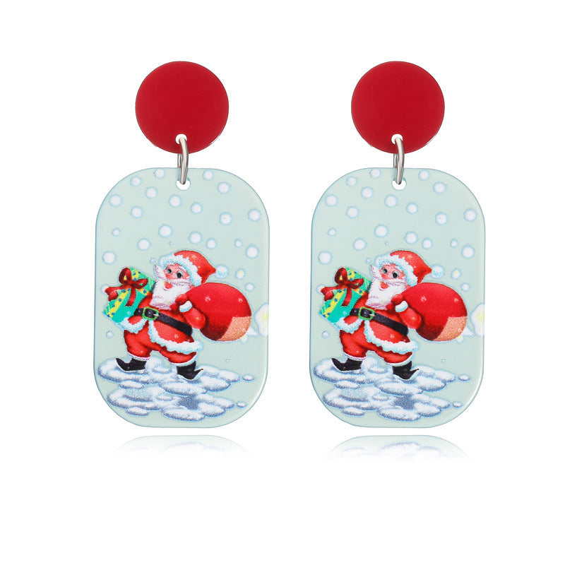 Christmas Earrings Christmas Old Man Bell Snowman Earrings Studs