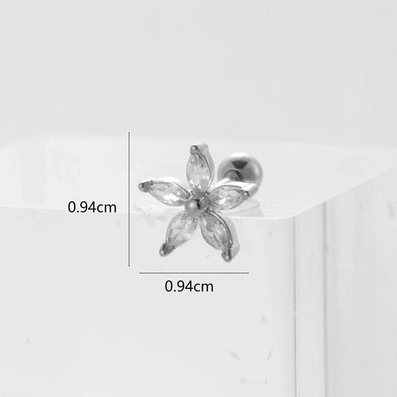 Ear Cartilage Rings & Studs Flower 316L Stainless Steel Copper Inlaid Zircon