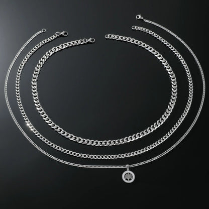 Basic Minimalist Classic Style Geometric Life Tree Rhombus Titanium Steel Plating Men's Pendant Necklace